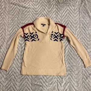 Chaps Shawl Neck Sweater  aztec print  fair isle M